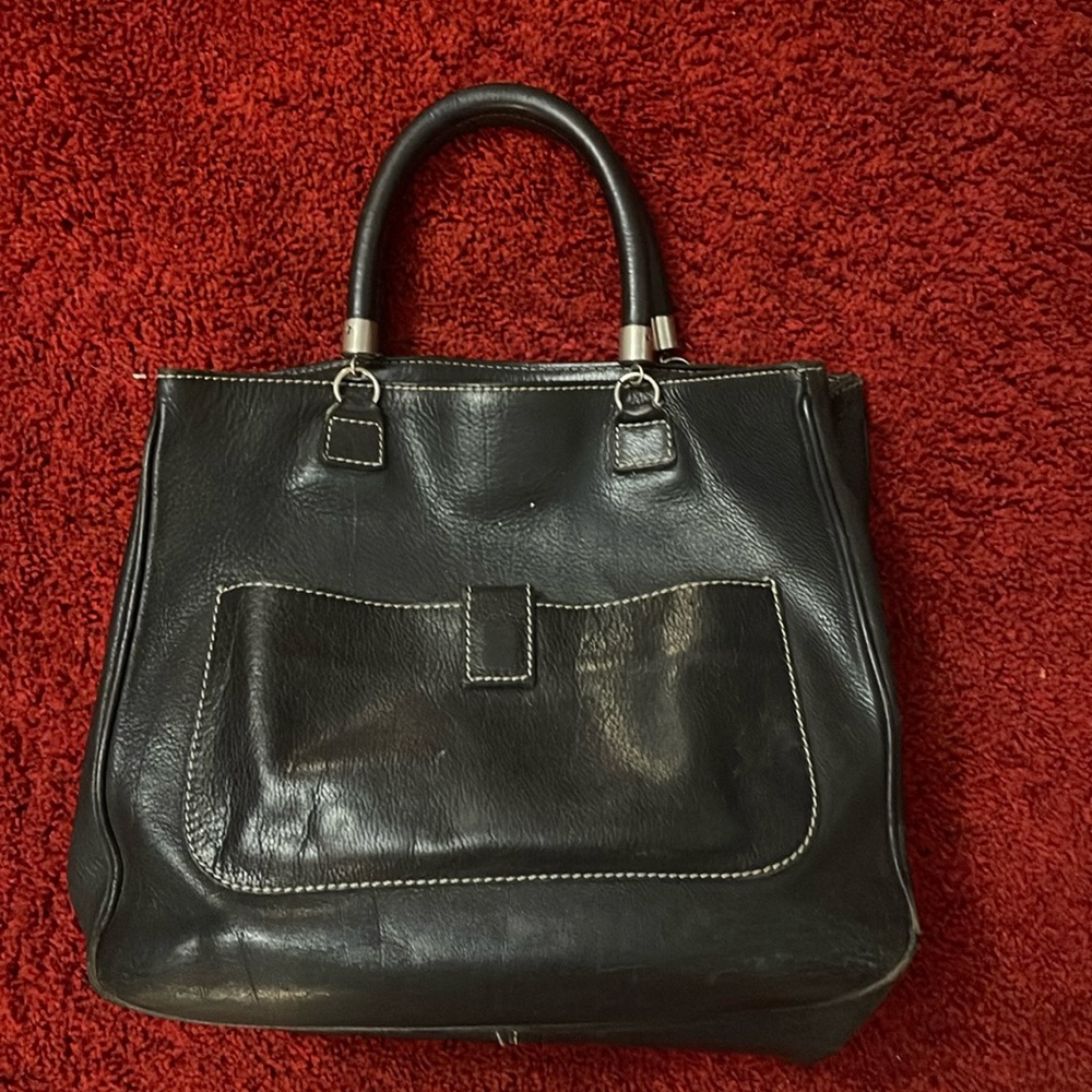 Vintage, Barney’s NY. all leather dark navy satchel